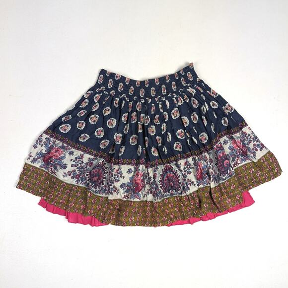 Monsoon Skirt Girls Sz 11-12 Navy Floral Paisley Mini Boho - Picture 4 of 6